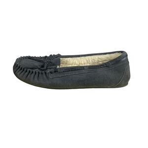 Minnetonka Moccasins Size 8 Gray Suede Sherpa Lined